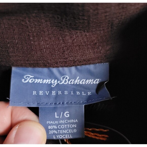 NWT Tommy Bahama Mens Slubtropic Reversible Half Zip Sweater Rum Berry Heather,L - Picture 9 of 9
